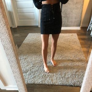 Black high waisted free people skirt